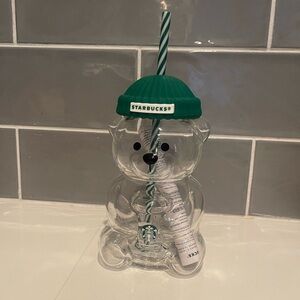 Starbucks Bear Cup with Green Lid and Straw